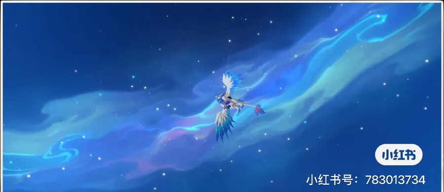 极光夜空里，一个精灵正展翼飞行